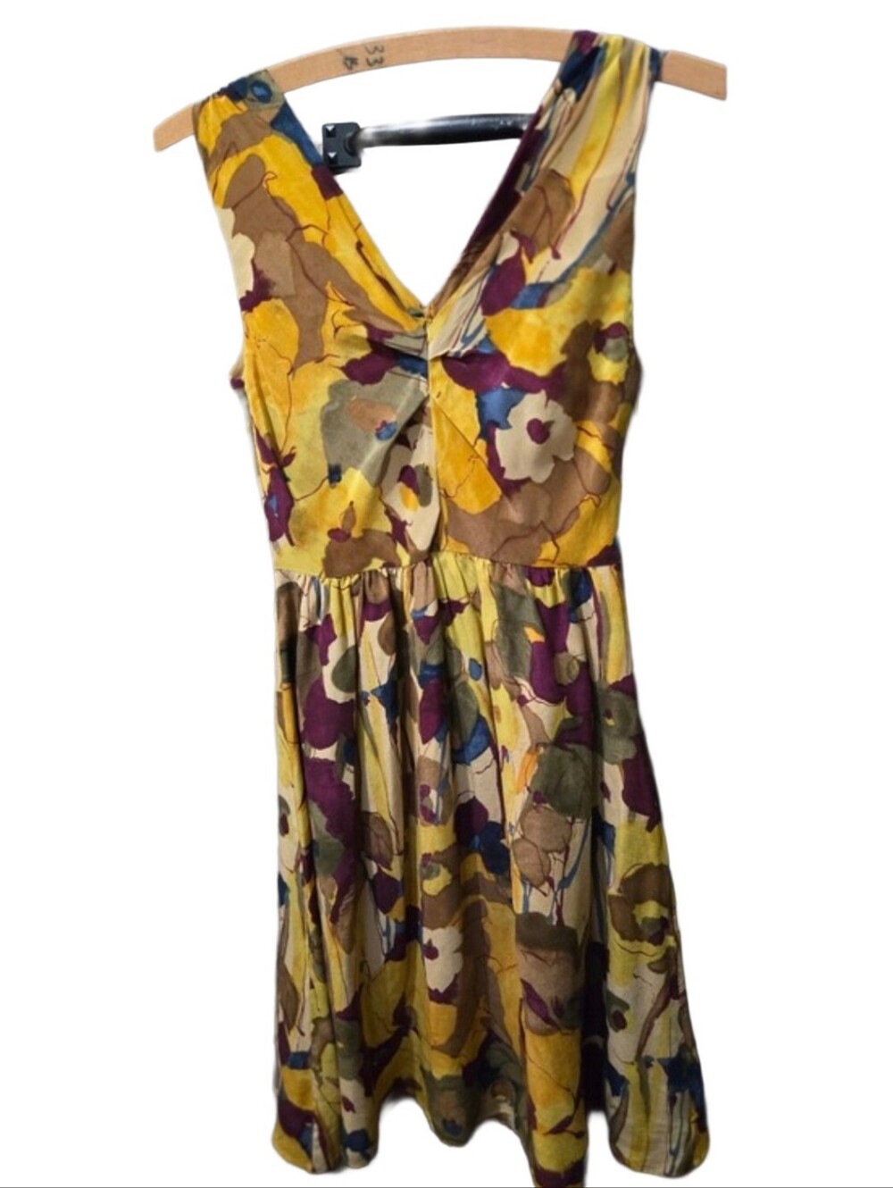 Banana Republic 100% Silk Floral Sleeveless Fit&Flare Dress Petite 2P Watercolor